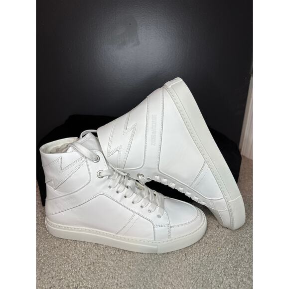 Zadig & Voltaire NEW High Flash White Size 10 With Dust Bag Zip High Top ZV1747 - Picture 6 of 15